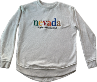 NBU Rainbow Lettering Crewneck Sweatshirt Women's